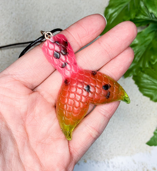 Malibu Watermelon Mermaid Tail Necklace