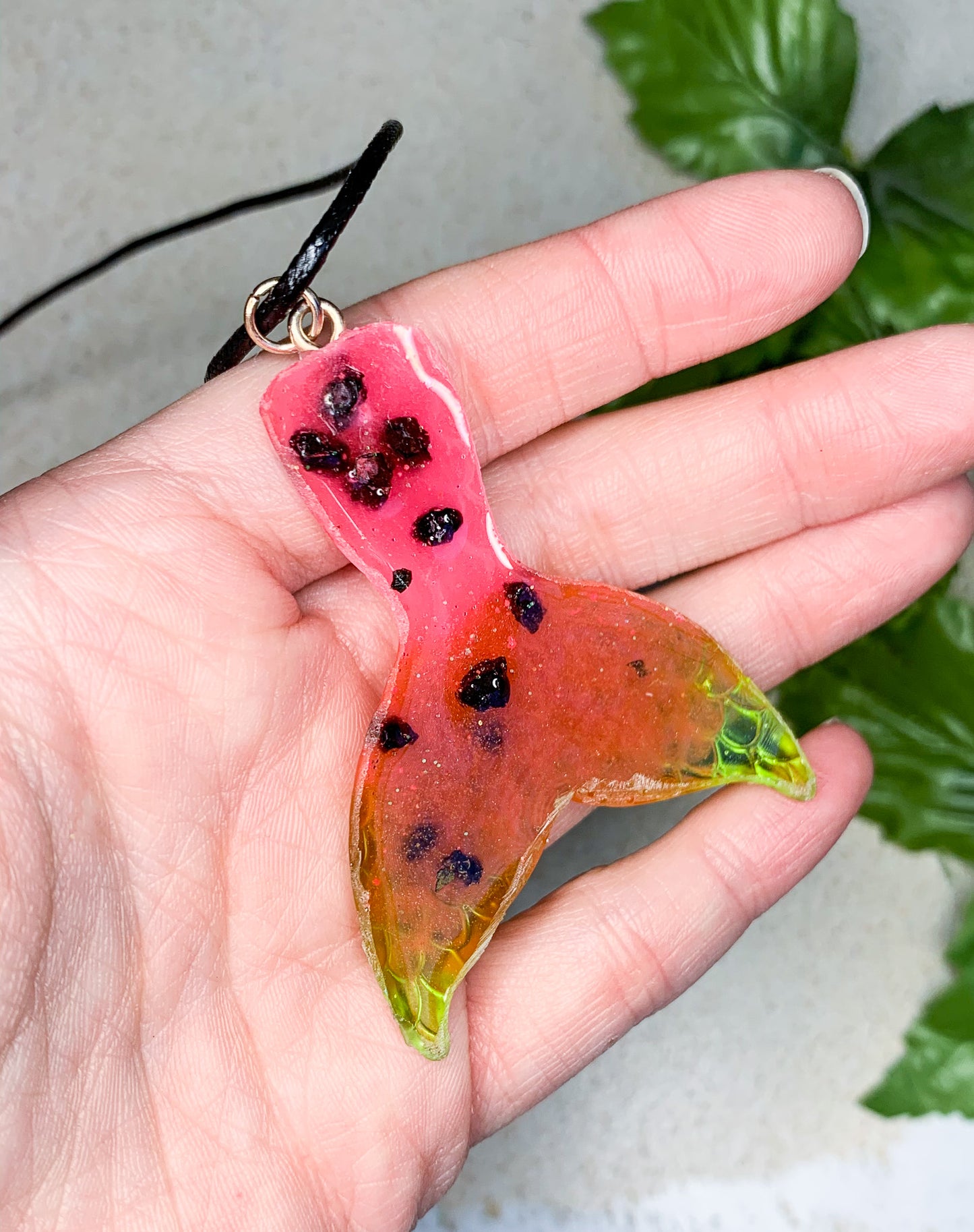 Malibu Watermelon Mermaid Tail Necklace